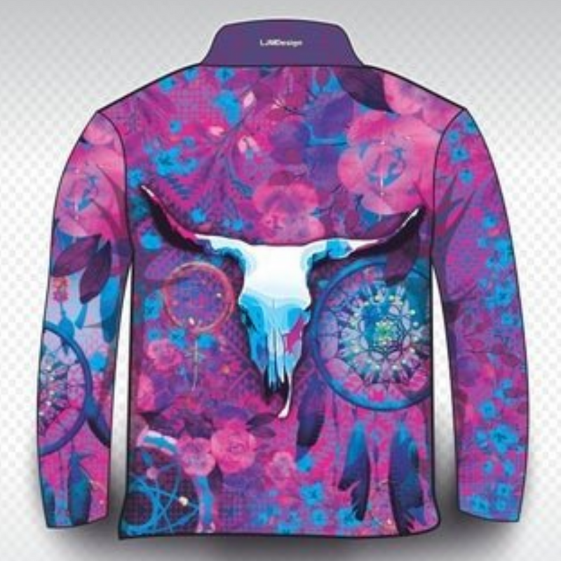 ★Pre-Order★ Western | Aztec Dreamcatcher Pink Sun Smart Shirt - Z&Tee Z and TEE camping country cowgirl fishing GIRLS DESIGNS ladies Ladies Fishing Ladies Fishing Shirt LJM outback pink Preorder quick dry spo-default spo-disabled sun sun shirt sun shirts sunsafe uv western Women WOMEN'S DESIGNS Women's Fishing Women's Fishing Shirt womens