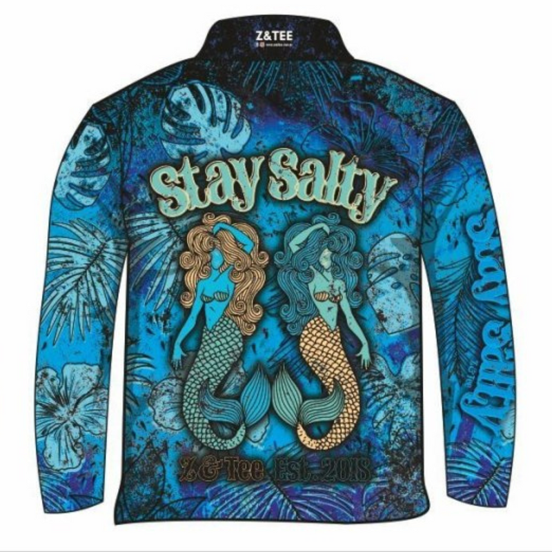 ★Pre-Order★ Stay Salty | Mermaid Aqua Shirt Long or Short Sleeve Z and TEE blue camping fishing ladies LJM mermaid Preorder quick dry spo-default spo-disabled sun sun shirt sun shirts sunsafe uv Women women's WOMEN'S DESIGNS