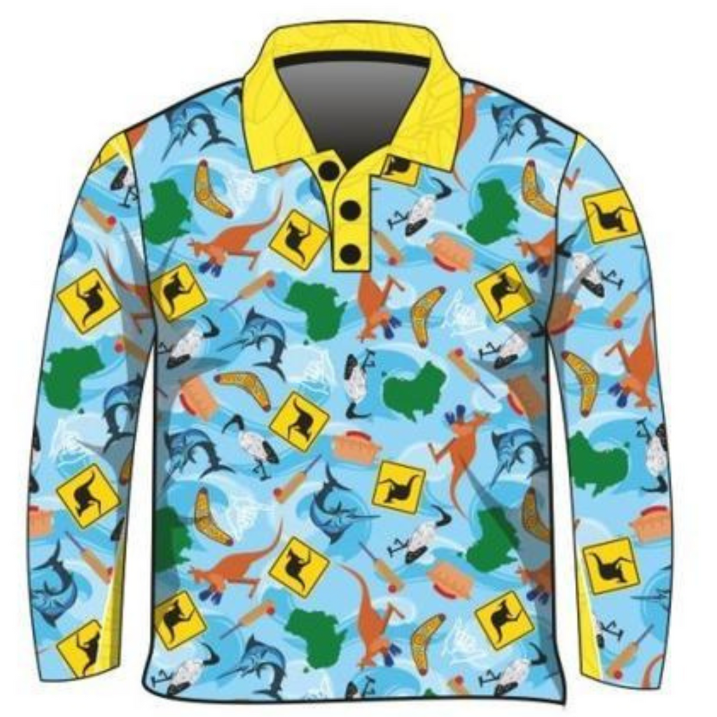 ★Pre-Order★ Australian | Fair Dinkum Aussie Shirt Long or Short Sleeve Z and TEE aussie Australia Australia Day Australian bin chicken boys camping fishing ibis kangaroo kids LJM Preorder quick dry spo-default spo-disabled sun sun shirt sun shirts sunsafe uv