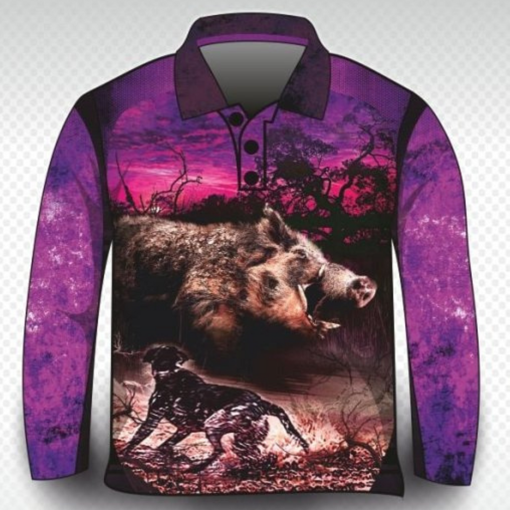 ★Pre-Order★ Hunting | The Hunt Purple Shirt Long or Short Sleeve Z and TEE boar fishing hog hogs hunting HUNTING DESIGNS ladies LJM pig pig hunting Preorder purple quick dry spo-default spo-disabled sun sun shirt sun shirts sunsafe uv women WOMEN'S DESIGNS womens