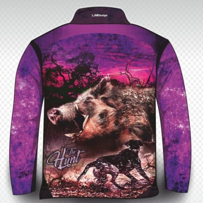 ★Pre-Order★ Hunting | The Hunt Purple Shirt Long or Short Sleeve Z and TEE boar fishing hog hogs hunting HUNTING DESIGNS ladies LJM pig pig hunting Preorder purple quick dry spo-default spo-disabled sun sun shirt sun shirts sunsafe uv women WOMEN'S DESIGNS womens