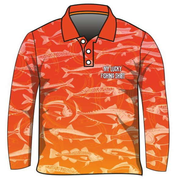 ★Pre-Order★ Fishing | Lucky Fishing Orange Shirt Long or Short Sleeve Z and TEE Aussie Australia Australia Day Australian Australiana camping cruise Cruising fishing shirt girls KIDS KIDS ALL kids design KIDS DESIGNS Kids UV rated shirt koala LJM PATTERN AND PLAIN DESIGNS Preorder quick dry spo-default spo-disabled sun sun shirt sun shirts sunsafe swim shirt tropical TROPICAL DESIGNS uv