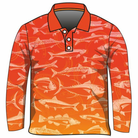 ★Pre-Order★ Fishing | Lucky Pattern Orange Fishing Shirt Long or Short Sleeve Z and TEE boy boys BOYS DESIGNS camping FISH FISH DESIGNS FISHING fishing shirt fishing shirts HER ALL KIDS KIDS ALL kids design KIDS DESIGNS Kids UV rated shirt LJM men MEN'S DESIGNS mens MEN’S DESIGNS PATTERN AND PLAIN DESIGNS Preorder quick dry spo-default spo-disabled sun sun safe sun shirt sun shirts SUN SMART sunsafe sunsmart swim shirt uv z&tee