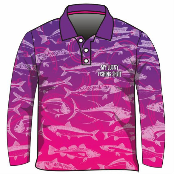 ★Pre-Order★ Fishing | Lucky Fishing Purple Pink Shirt Long or Short Sleeve Z and TEE Aussie Australia Australia Day Australian Australiana camping cruise Cruising fishing shirt girls KIDS KIDS ALL kids design KIDS DESIGNS Kids UV rated shirt koala LJM PATTERN AND PLAIN DESIGNS Preorder quick dry spo-default spo-disabled sun sun shirt sun shirts sunsafe swim shirt tropical TROPICAL DESIGNS uv