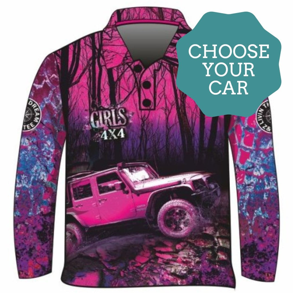 ★Pre-Order★ 4x4 | Girls Bush Pink Purple Shirt Z and TEE 4wd 4x4 4X4 DESIGNS camping cape fishing girl girls GIRLS DESIGNS LJM Preorder quick dry spo-default spo-disabled sun sun shirt sun shirts sunsafe tip travel uv womens