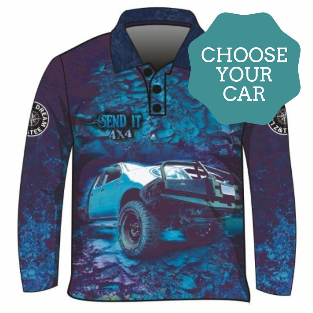 ★Pre-Order★ 4x4 | Send It 4x4 Blue Shirt Z and TEE 4wd 4x4 4X4 DESIGNS BOYS DESIGNS camping fishing LJM men MEN'S DESIGNS mens Preorder quick dry spo-default spo-disabled sun sun shirt sun shirts sunsafe uv