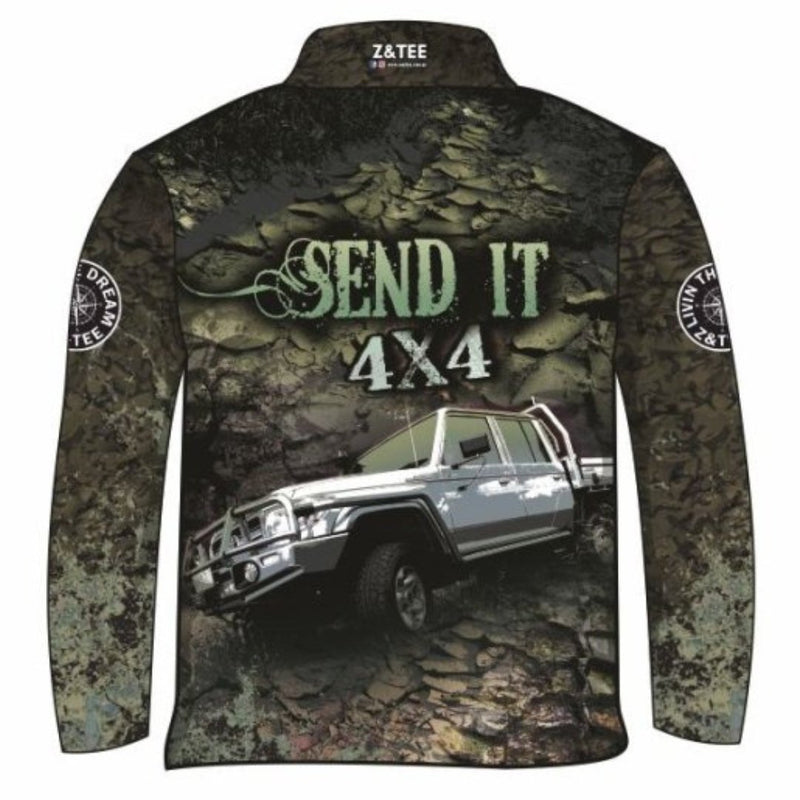 ★Pre-Order★ 4x4 | Send It 4x4 Khaki Shirt Z and TEE 4wd 4x4 4X4 DESIGNS boy boys camping cape en fishing LJM men MEN'S DESIGNS mens Preorder quick dry spo-default spo-disabled sun sun shirt sun shirts sunsafe tip travel uv