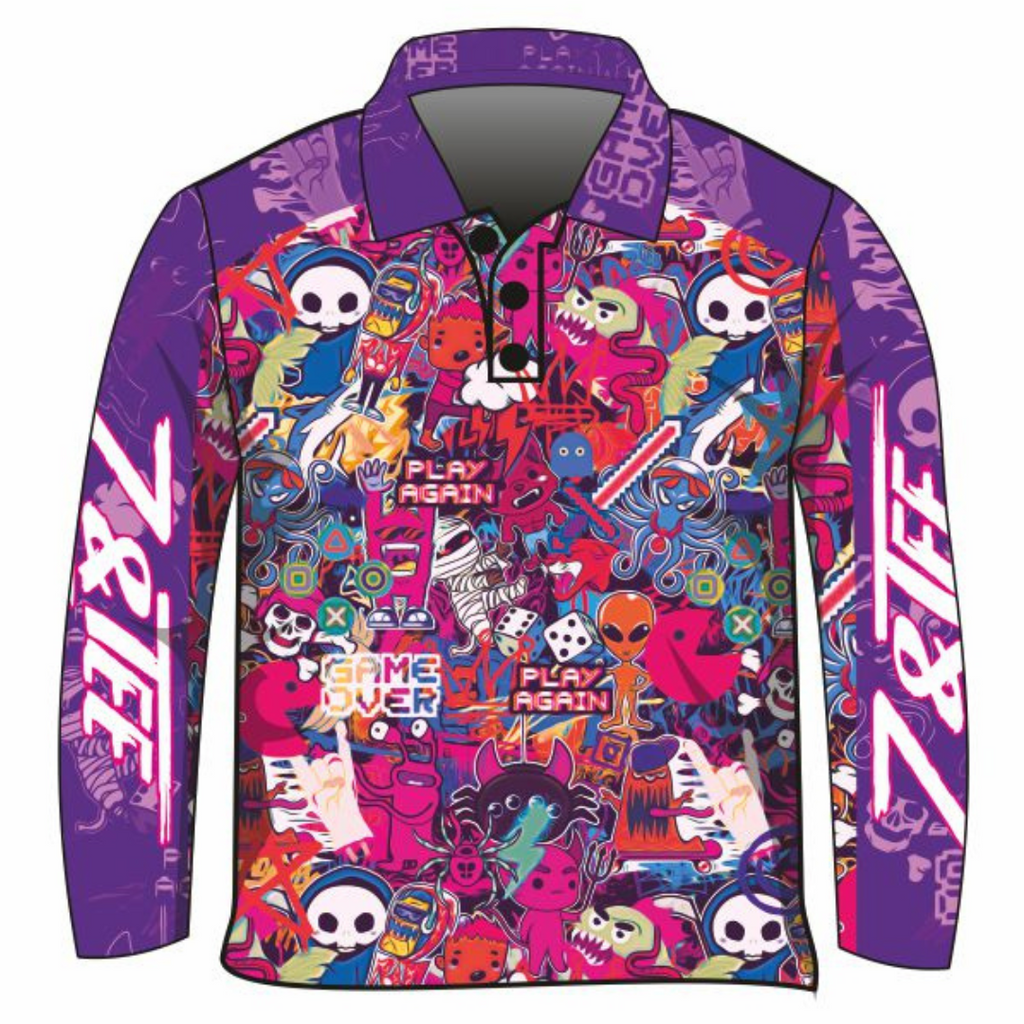 ★Pre-Order★ Kids | Graffiti Purple Shirt Long or Short Sleeve Z and TEE camping fishing girls GIRLS DESIGNS KIDS KIDS ALL kids design Kids UV rated shirt LJM minecraft pink Preorder purple quick dry spo-default spo-disabled sun sun shirt sun shirts sunsafe uv