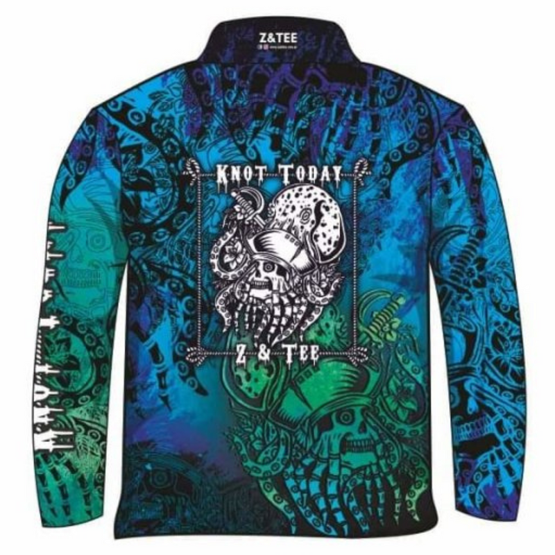 ★Pre-Order★ Knot Today | Deep Blue Kraken Fishing Shirt Z and TEE blue boy boys BOYS DESIGNS camping fishing green LJM men MEN'S DESIGNS mens ocean pirate Preorder quick dry sea spo-default spo-disabled sun sun shirt sun shirts sunsafe uv