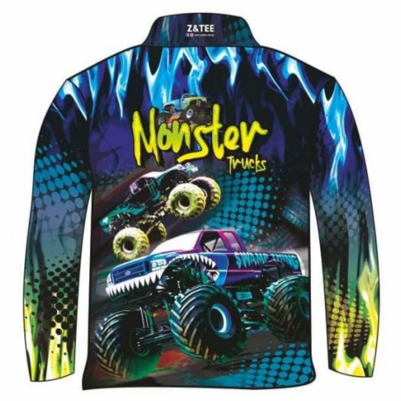 ★Pre-Order★ Kids | Monster Truck Blue Sun Shirt Z and TEE BOYS DESIGNS camping fishing LJM men MEN'S DESIGNS mens Preorder quick dry spo-default spo-disabled sun sun shirt sun shirts sunsafe uv