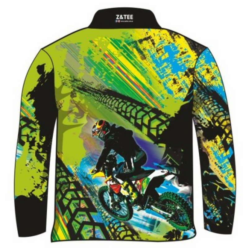 ★Pre-Order★ Extreme | Motorbike Green Shirt Long or Short Sleeve Z and TEE BOYS DESIGNS camping fishing KIDS KIDS ALL kids design KIDS DESIGNS Kids UV rated shirt LJM men MEN'S DESIGNS mens MEN’S DESIGNS Preorder quick dry spo-default spo-disabled sun sun shirt sun shirts sunsafe uv xtreme