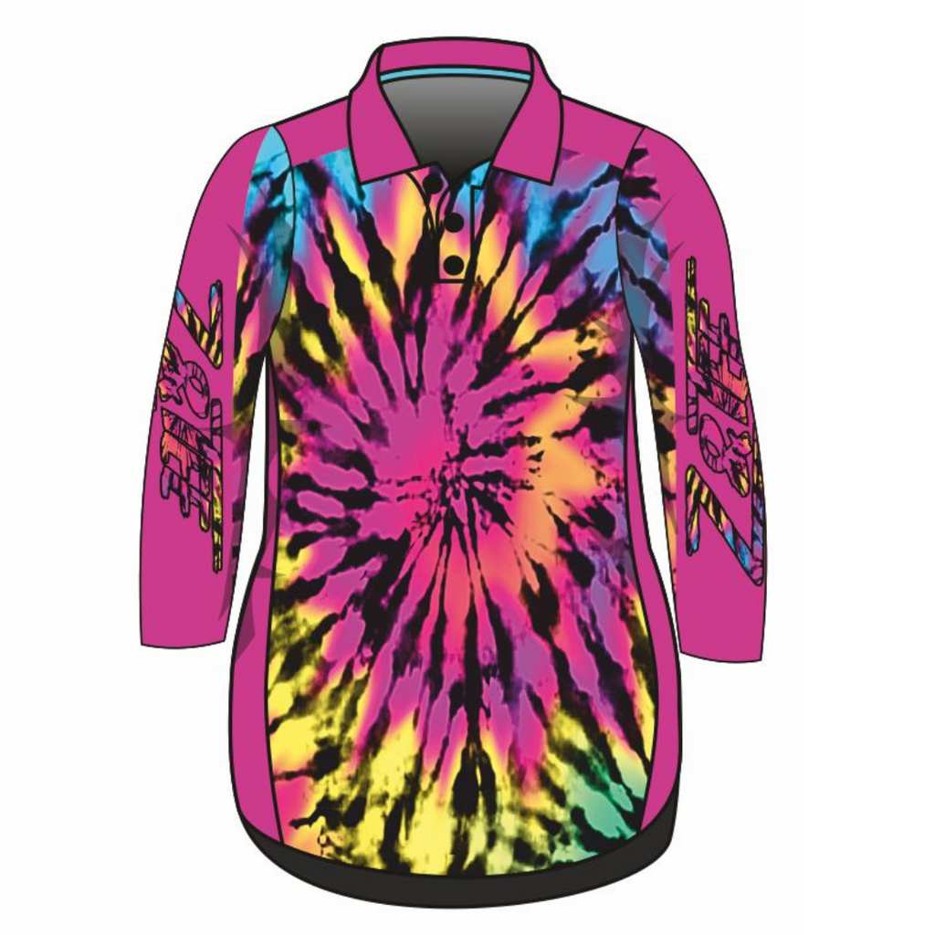 Tie Dye Pink Lifestyle Dress Long Sleeve Z and TEE girls GIRLS DESIGNS in stock lastchance MANDALA pink WOMEN'S DESIGNS womens