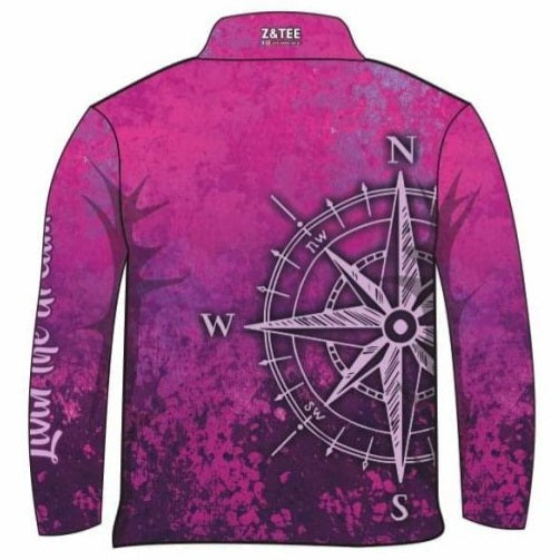 ★Pre-Order★ Compass Purple Pink Fishing Shirt Z and TEE camping fishing GIRLS DESIGNS LJM men mens PATTERN AND PLAIN DESIGNS Preorder quick dry spo-default spo-disabled sun sun shirt sun shirts sunsafe uv WOMEN'S DESIGNS