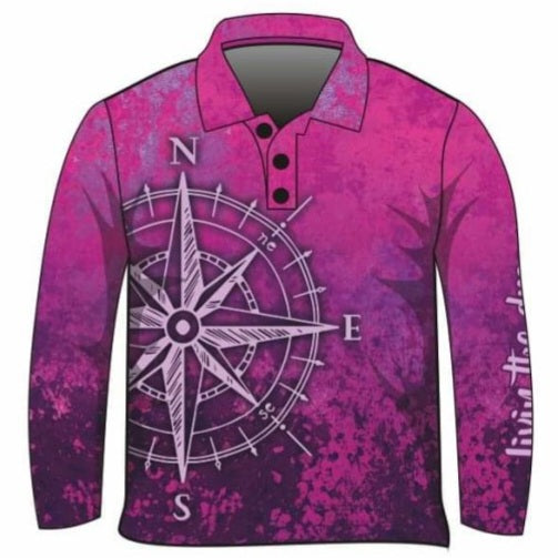 ★Pre-Order★ Compass Purple Pink Fishing Shirt Z and TEE camping fishing GIRLS DESIGNS LJM men mens PATTERN AND PLAIN DESIGNS Preorder quick dry spo-default spo-disabled sun sun shirt sun shirts sunsafe uv WOMEN'S DESIGNS