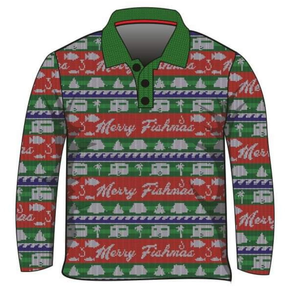 Christmas - Merry Fishmas Long Sleeve Fishing Shirt Z and TEE 2XL 3XL boxingday BUY2SHIRTS camping Christmas DAD FISHING HER ALL HIM ALL In Stock L Last Chance lastchance LJM M men mens PERSONALISED Preorder quick dry S spo-default spo-disabled STS sun sun shirt sun shirts sunsafe SWIMMING uv Womens XL xmas XS z&tee