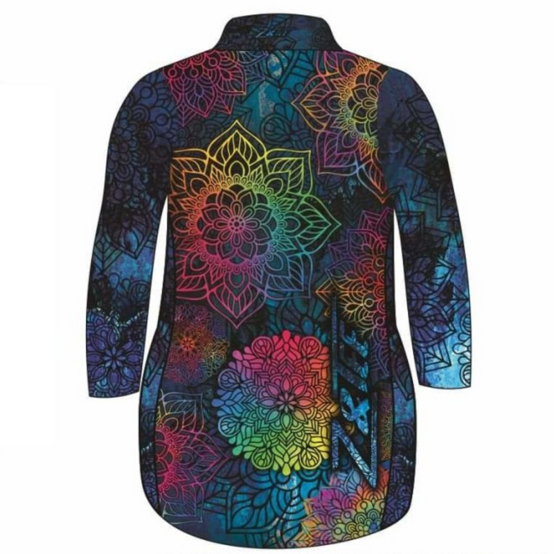 Kaleidoscope Mandala Lifestyle Dress Long Sleeve Z and TEE girls in stock MANDALA PATTERN AND PLAIN DESIGNS WOMEN'S DESIGNS womens