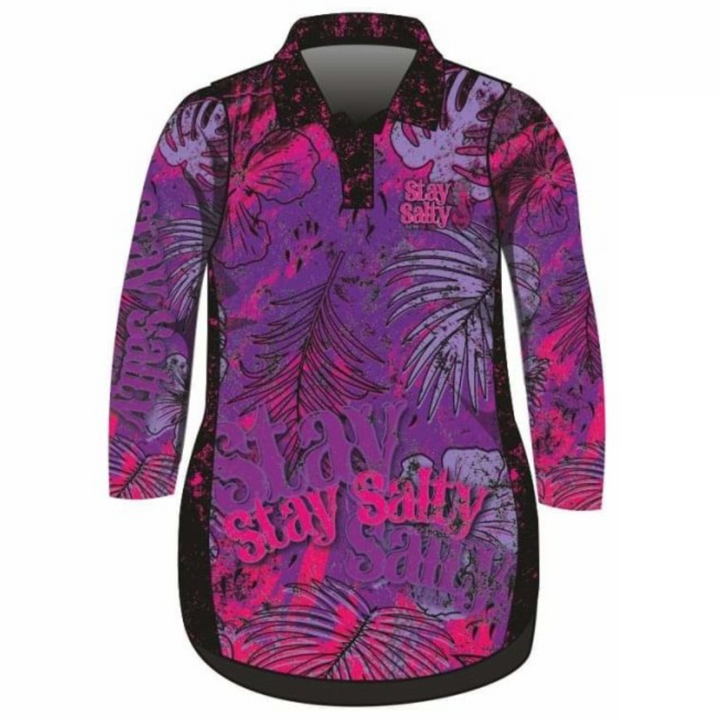 Stay Salty Purple Pink Zip Lifestyle Dress Z and TEE girls in stock PATTERN AND PLAIN DESIGNS pink WOMEN'S DESIGNS womens