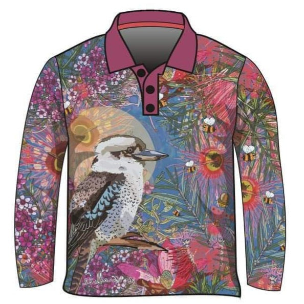 ★Pre-Order★ Australian | Australian Birds Kookaburra Shirt Long or Short Sleeve Z and TEE Australia Australia Day Australian australian bird australian birds Australiana camping fishing Flowers LJM mauve Preorder quick dry spo-default spo-disabled sun sun shirt sun shirts sunsafe uv Women WOMEN'S DESIGNS Women's Fishing Women's Fishing Shirt womens