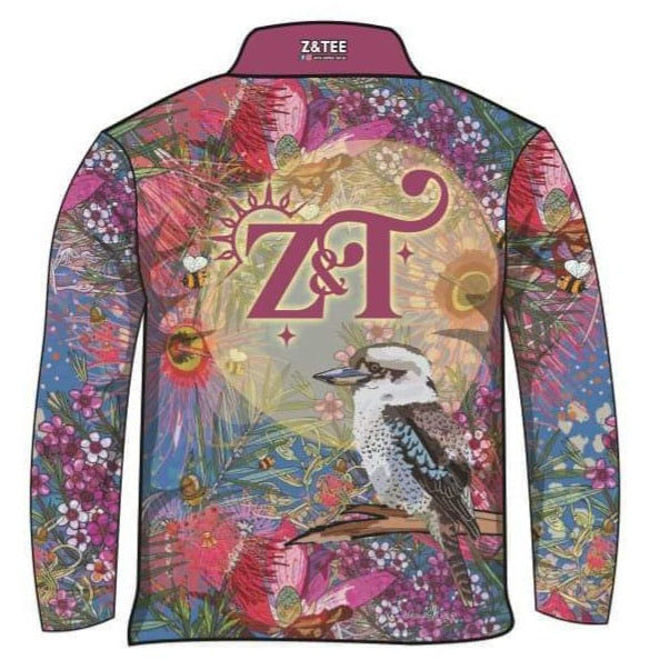 ★Pre-Order★ Australian | Australian Birds Kookaburra Shirt Long or Short Sleeve Z and TEE Australia Australia Day Australian australian bird australian birds Australiana camping fishing Flowers LJM mauve Preorder quick dry spo-default spo-disabled sun sun shirt sun shirts sunsafe uv Women WOMEN'S DESIGNS Women's Fishing Women's Fishing Shirt womens