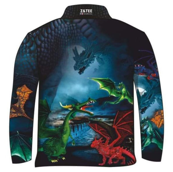 ★Pre-Order★ Kids | Castle of Dragons Shirt Long or Short Sleeve Z and TEE blue boys BOYS DESIGNS camping fishing Kid's Fishing Kid's Fishing Apparel KIDS KIDS ALL kids design KIDS DESIGNS Kids UV rated shirt LJM Preorder quick dry spo-default spo-disabled sun sun shirt sun shirts sunsafe uv