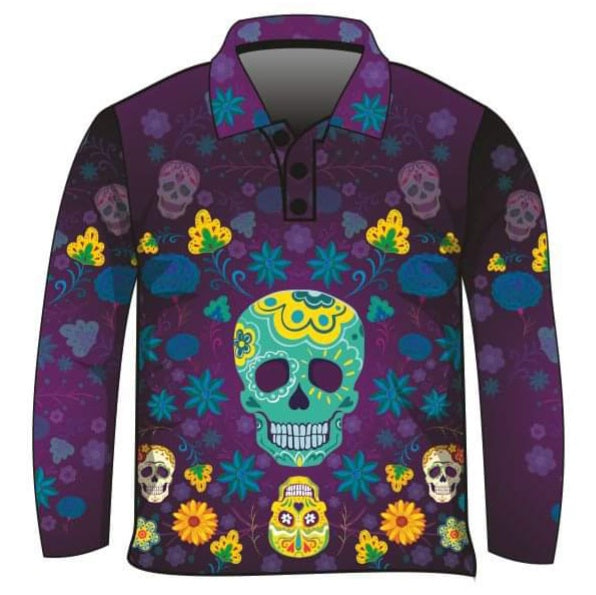 ★Pre-Order★ Women's | Sugar Skull Shirt Long or Short Sleeve Z and TEE camping cowgirl fishing Floral flower Flowers Girls GIRLS DESIGNS KIDS KIDS ALL kids design KIDS DESIGNS Kids UV rated shirt LJM Preorder quick dry spo-default spo-disabled sun sun shirt sun shirts sunsafe uv western Women WOMEN'S DESIGNS womens