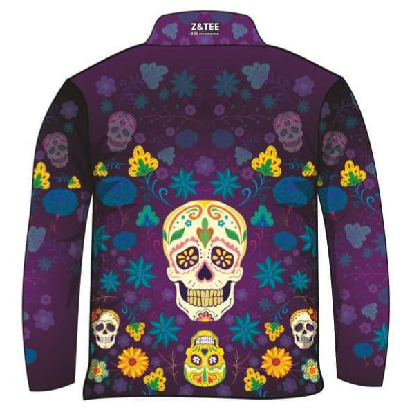 ★Pre-Order★ Women's | Sugar Skull Shirt Long or Short Sleeve Z and TEE camping cowgirl fishing Floral flower Flowers Girls GIRLS DESIGNS KIDS KIDS ALL kids design KIDS DESIGNS Kids UV rated shirt LJM Preorder quick dry spo-default spo-disabled sun sun shirt sun shirts sunsafe uv western Women WOMEN'S DESIGNS womens